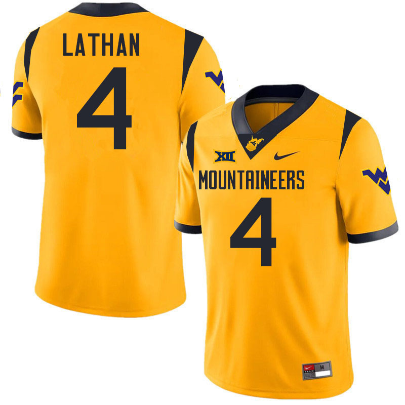 Trey Lathan WVU Jersey,West Virginia Mountaineers #4 Trey Lathan Jersey Youth College-Gold